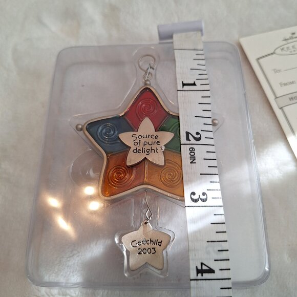 Vintage Hallmark Christmas Ornament 2003 Godchild‎ Stained Glass Star Keepsake - Picture 6 of 8